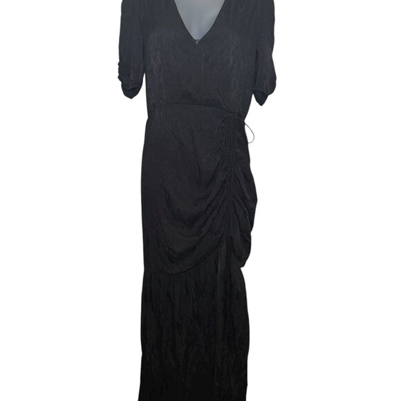 AFRM Nile Gown Black Snakeskin Print Maxi Dress Medium Ruched Side - Picture 5 of 6